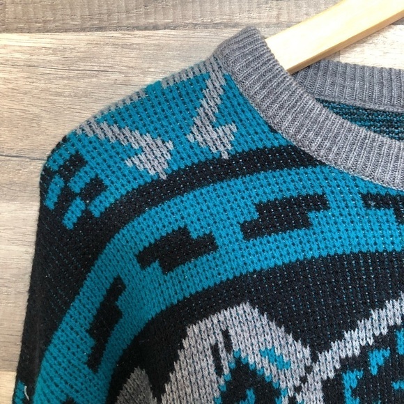 Vintage Wool Blend Southwestern Aztec Grandpa Crewneck Knit Sweater Medium - Picture 3 of 10